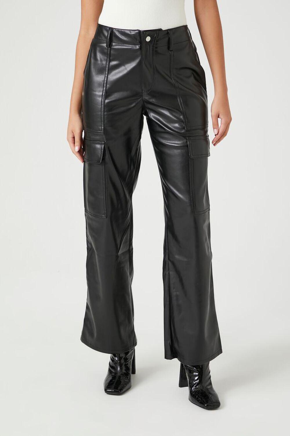 Faux Leather Straight Cargo Pants | Forever 21 Product Image