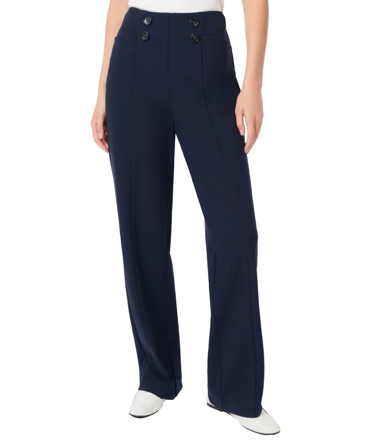 Jones New York Womens Pull On High Rise with Buttons Wide Leg Pants Product Image