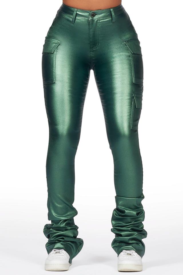 Vixen Metallic Green Cargo Super Stacked Pant Female Product Image