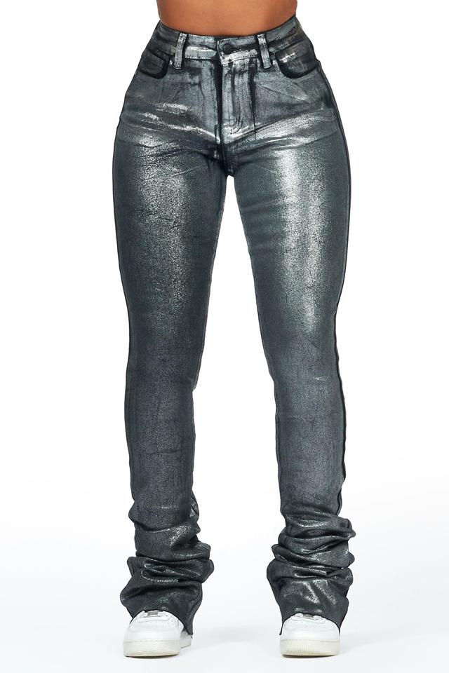 Vittoria Black/Silver Foil Super Stacked Jean Female Product Image