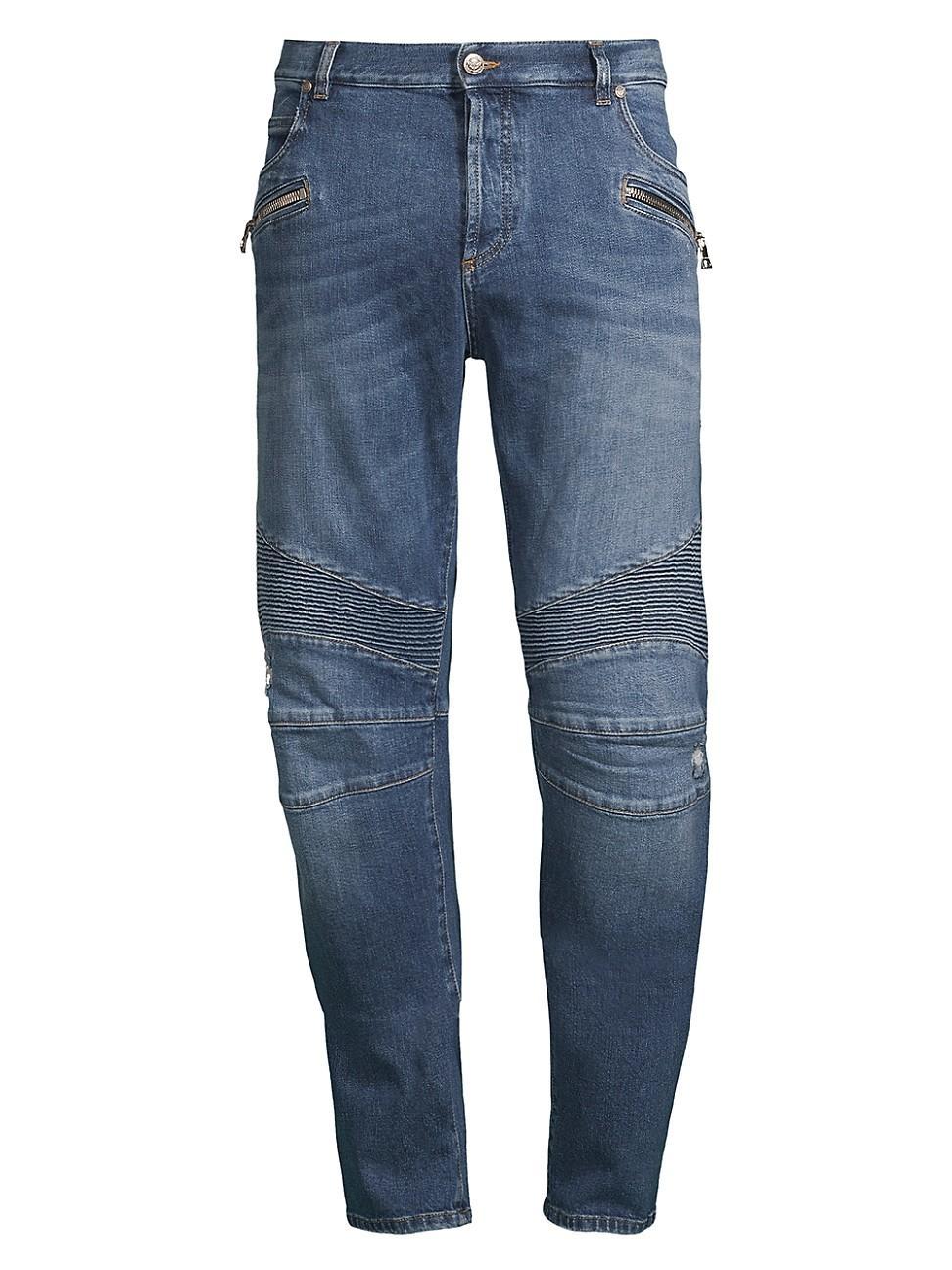 Mens Ribbed Slim-Fit Moto Jeans Product Image