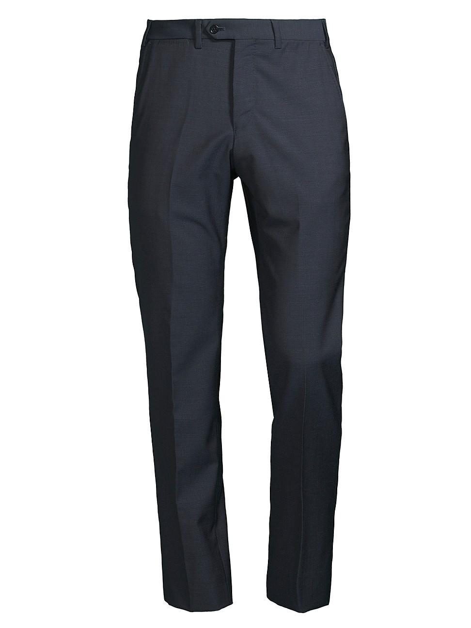 Mens Textured Solid Wool Pants Product Image