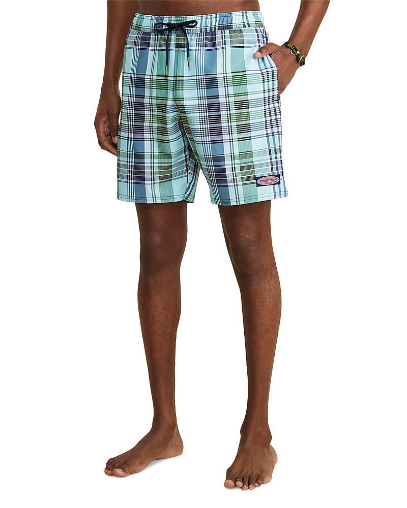 Vineyard Vines 7 Printed Chappy Trunks (Warf Chappy Stripe Wild Lime) Men's Swimwear Product Image