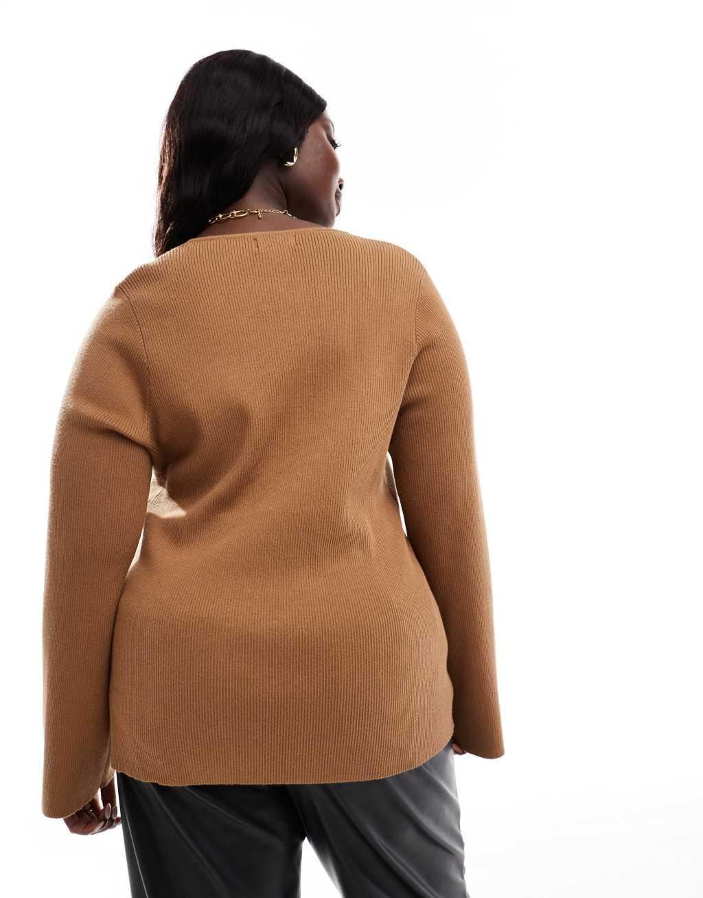 Pretty Lavish Curve button front fitted cardigan in ginger Product Image