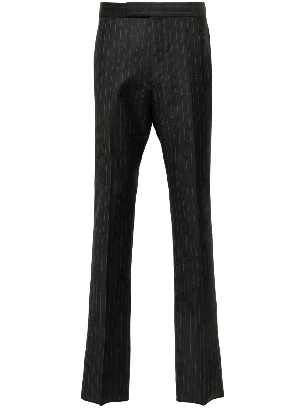 Pinstripe Wool Trousers In Grey Product Image