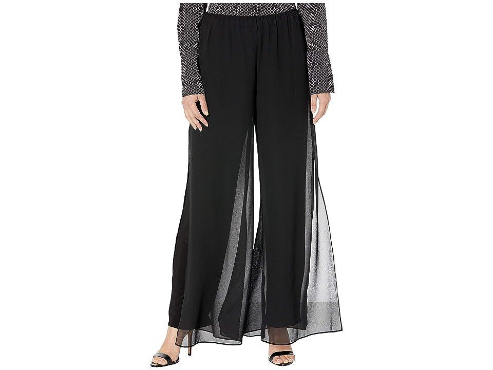 Alex Evenings Georgette Chiffon Wide Leg Mid Rise Flowy Pants Product Image