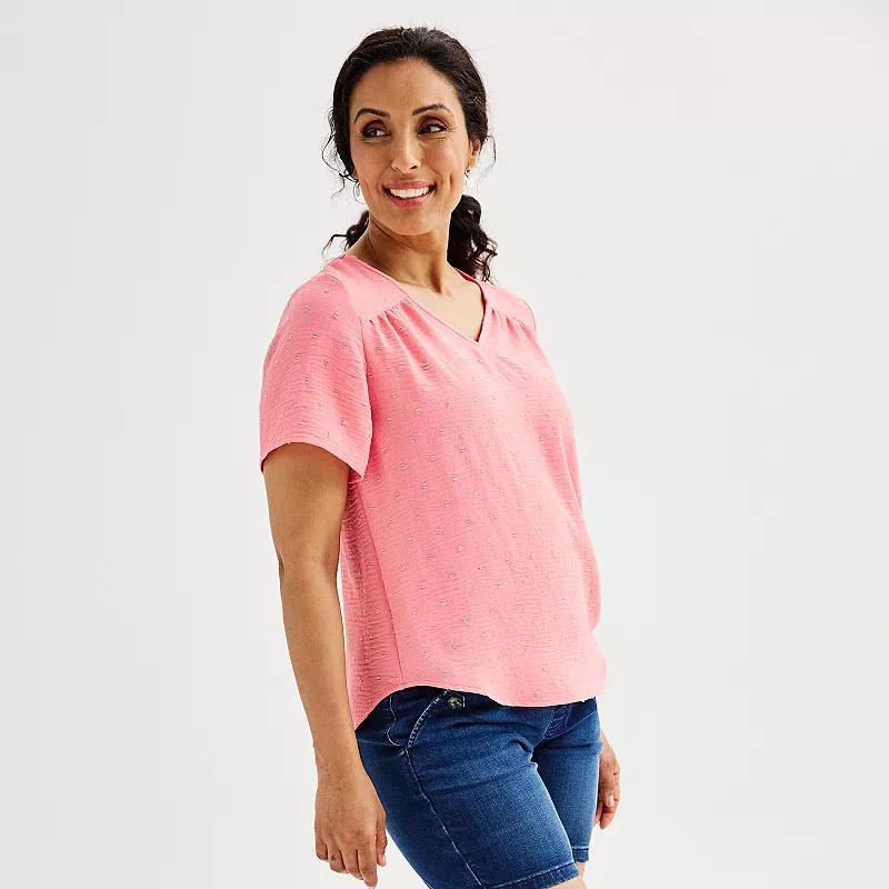 Womens Croft & Barrow Short Sleeve V-Neck Popover T-Shirt Product Image