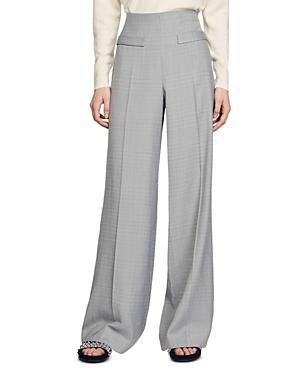 Womens High-Waisted Flared Trousers Product Image