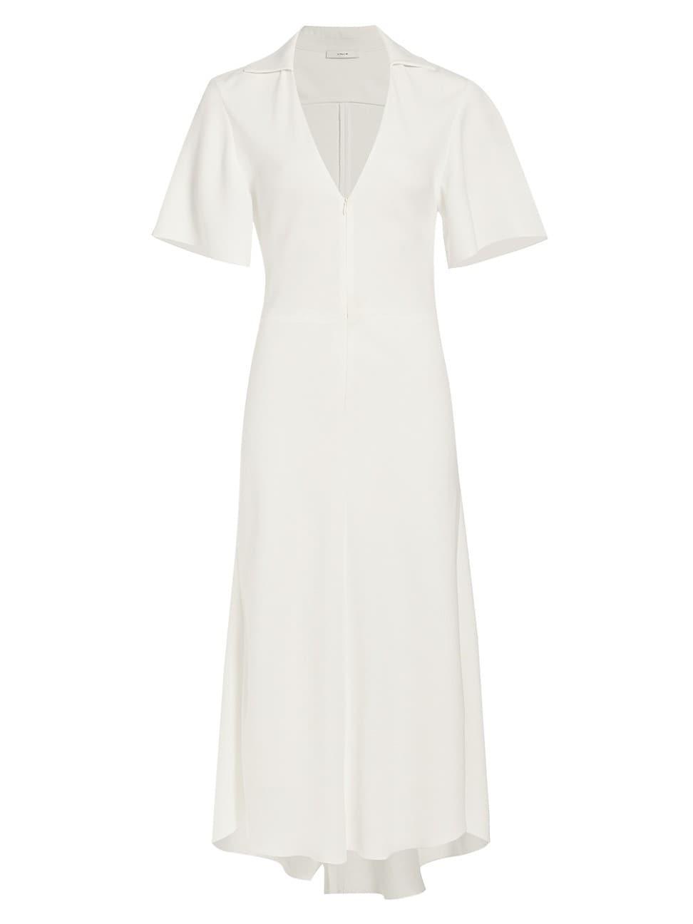 Womens Crepe Zip-Front Polo Midi-Dress product image