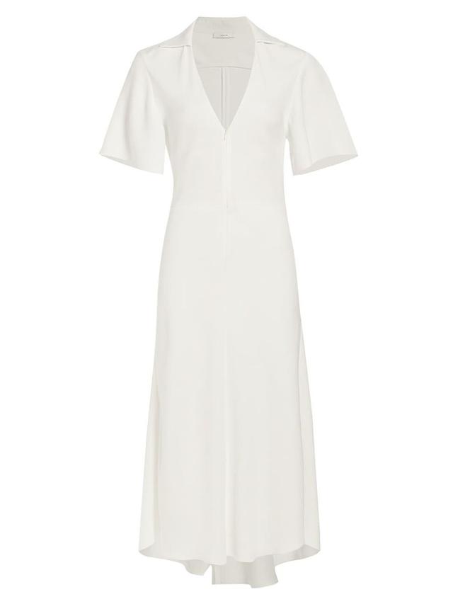 Short-Sleeve Zip-Front Midi Polo Dress Product Image