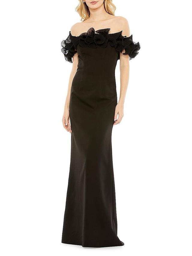 Womens Off-The-Shoulder Ruffle Gown Product Image