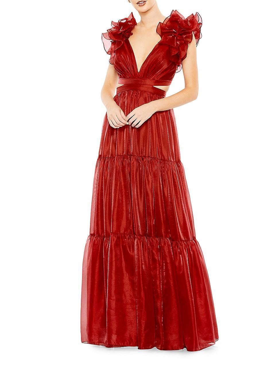 Womens Tiered Cap Sleeve Gown Product Image