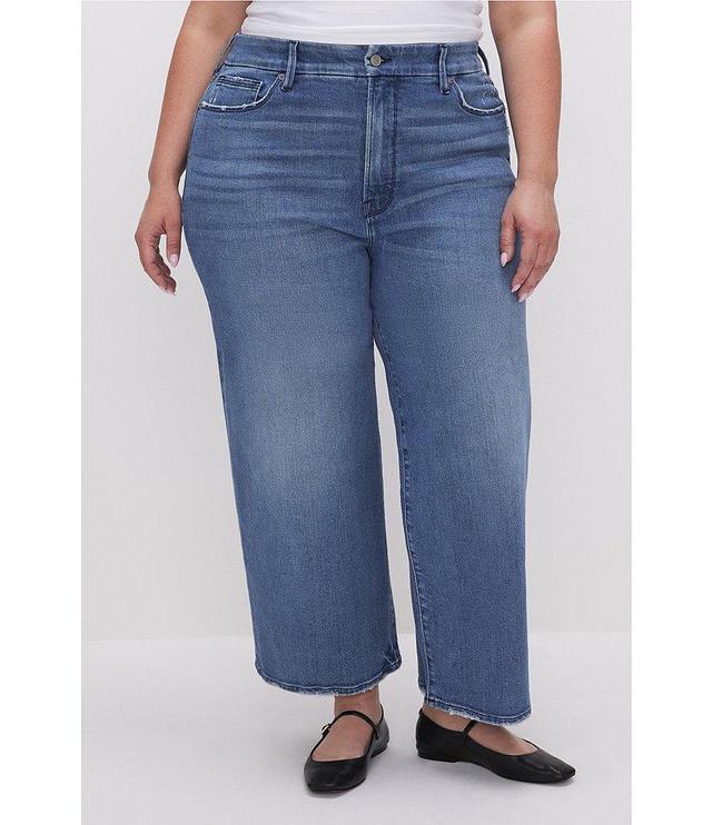 Good American Plus Size Denim Good Waist Palazzo High Rise Cropped Jeans Product Image