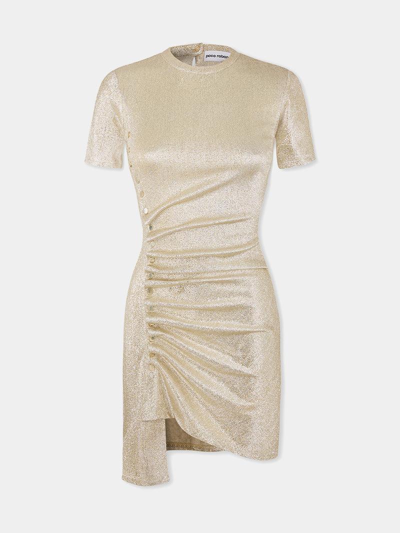 Gold Drapé pression mini dress in jersey Product Image