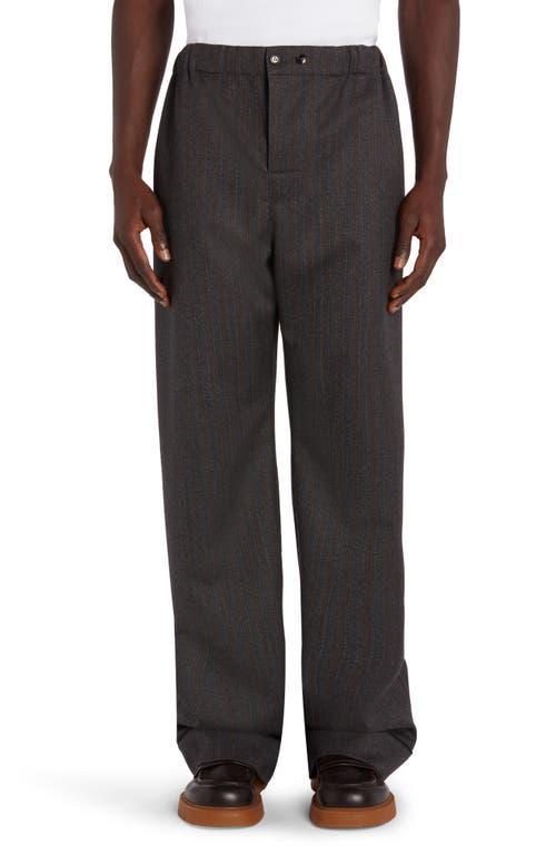 Bottega Veneta Pinstripe Wool Herringbone Trousers Product Image