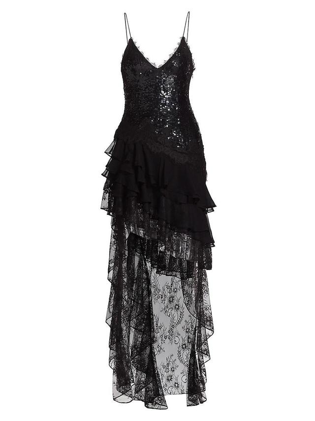 Womens Nelia Sequin Lace High-Low Maxi Dress Product Image