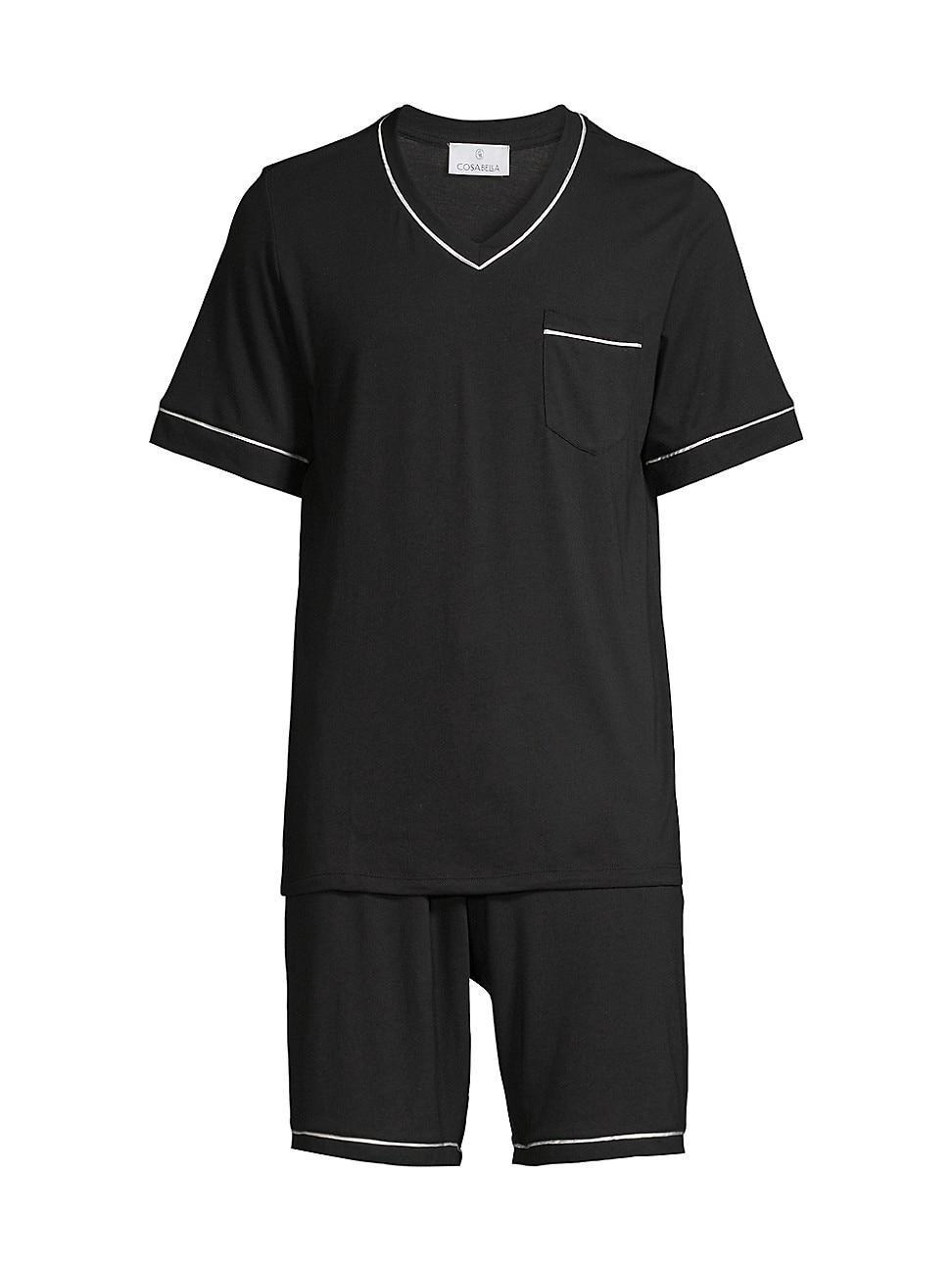 Mens 2-Piece Bella V-Neck T-Shirt & Shorts Pajama Set Product Image