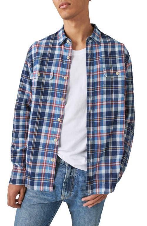 Lucky Brand Plaid Indigo Long Sleeve Utility Shirt - Mens Clothing Outerwear Shirt Jackets Product Image