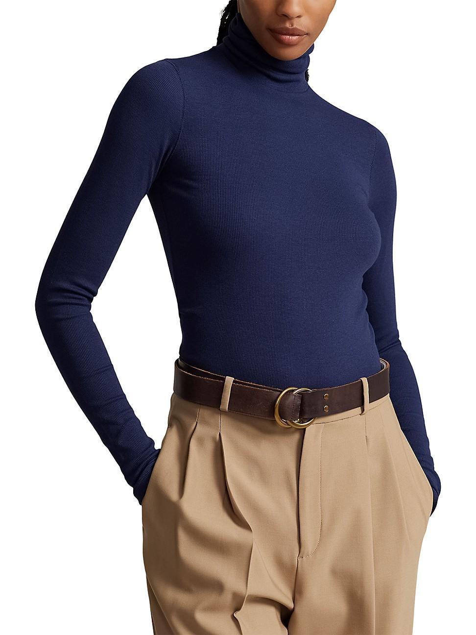 Womens Stretch Rib-Knit Turtleneck Sweater Product Image