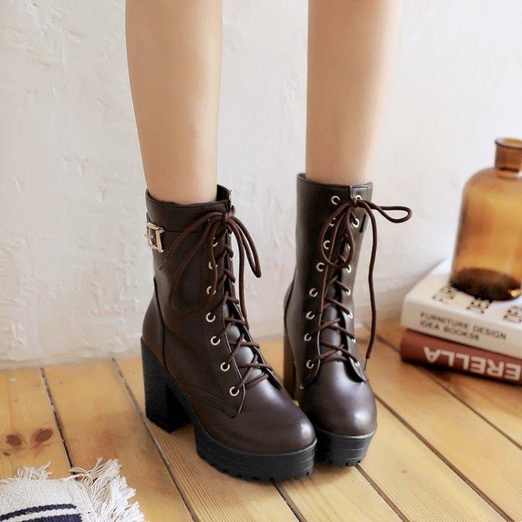 Block-Heel Platform Short Boots Product Image