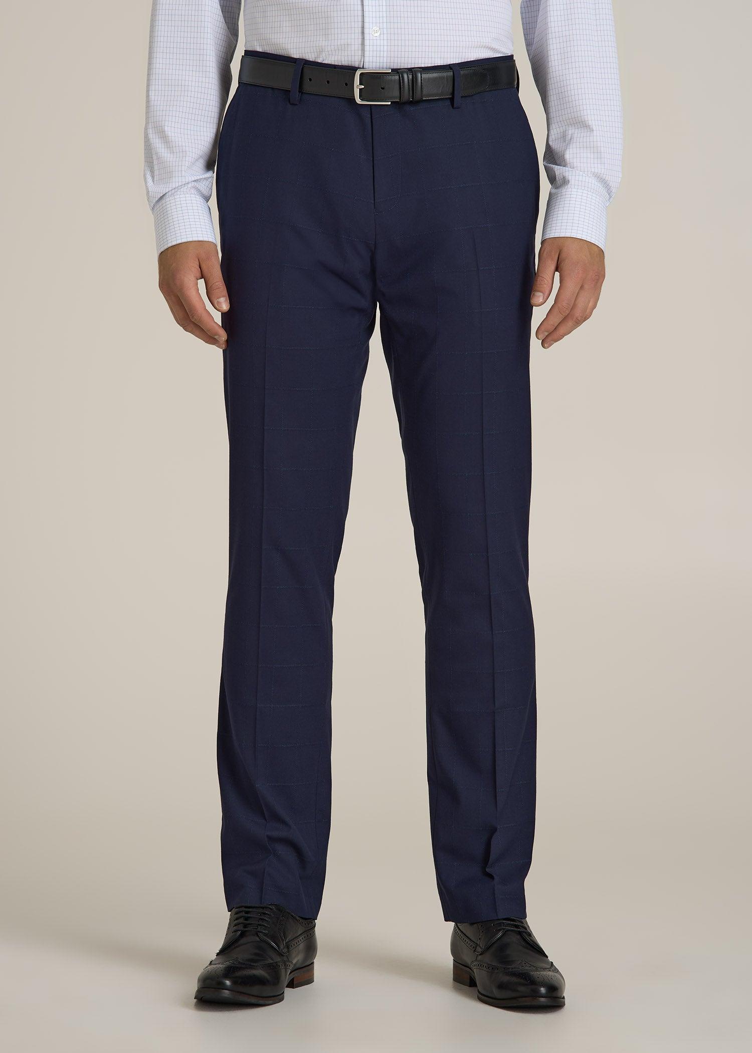 Suit Trousers for Tall Men in Blue Windowpane Product Image