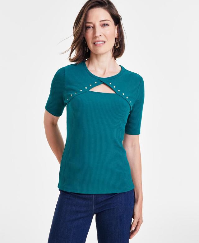 I.n.c. International Concepts Womens Studded Cutout Top, Created for Macys Product Image