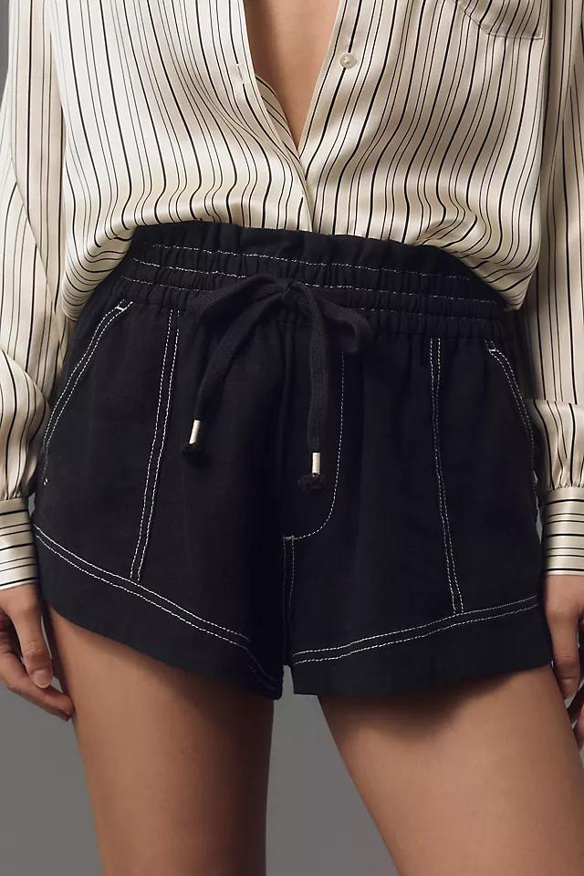 By Anthropologie Linen Pitched Tie-Waist Shorts Product Image