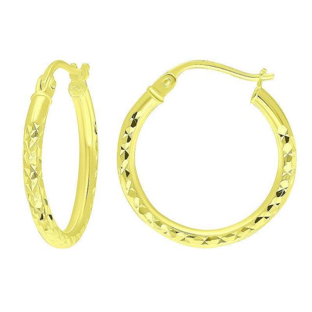 Aleure Precioso Sterling Silver Textured Hoop Earrings, Womens Product Image