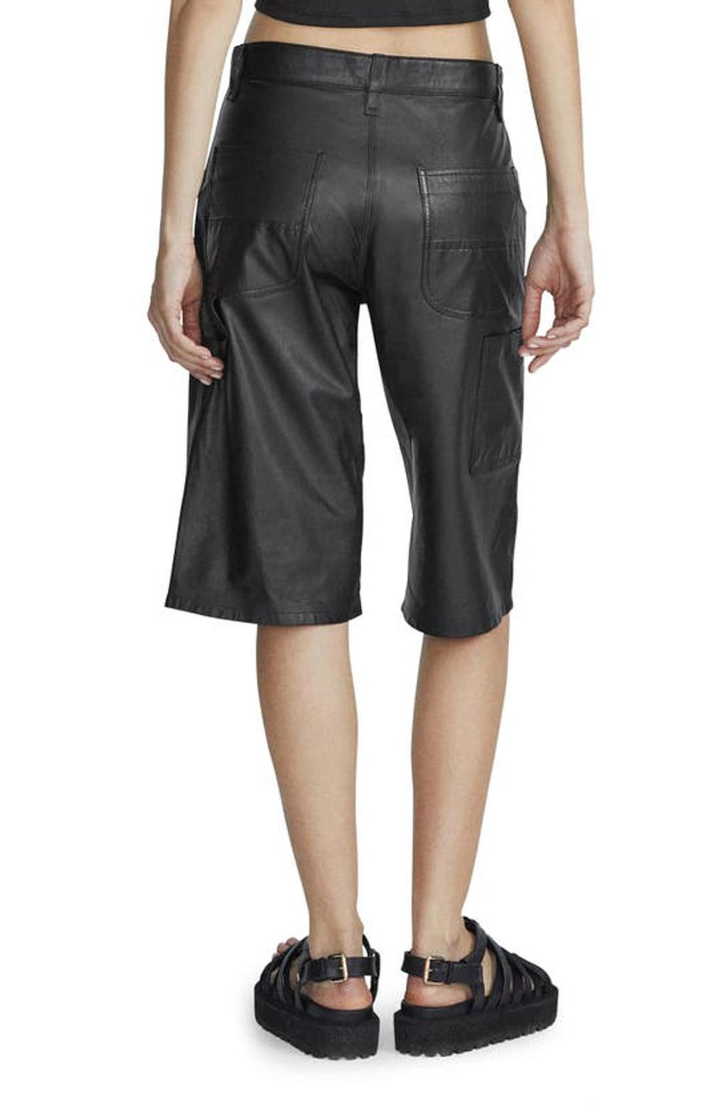 Leather Knee-length Shorts In Black Product Image