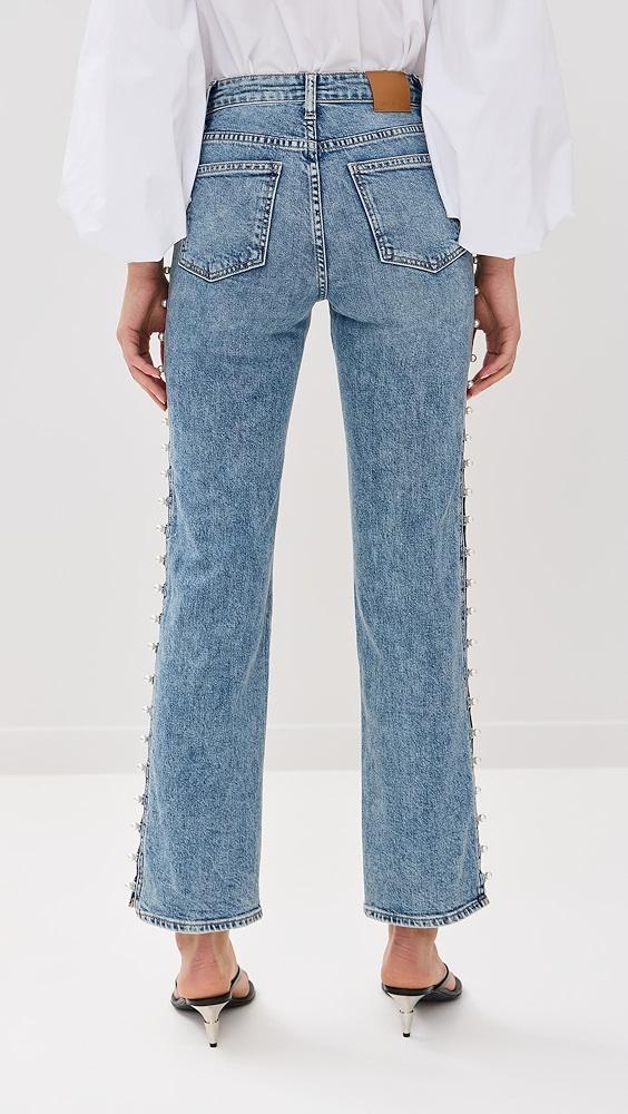 SIMKHAI Amelia High Rise Pearl Embellished Denim Jeans | Shopbop Product Image