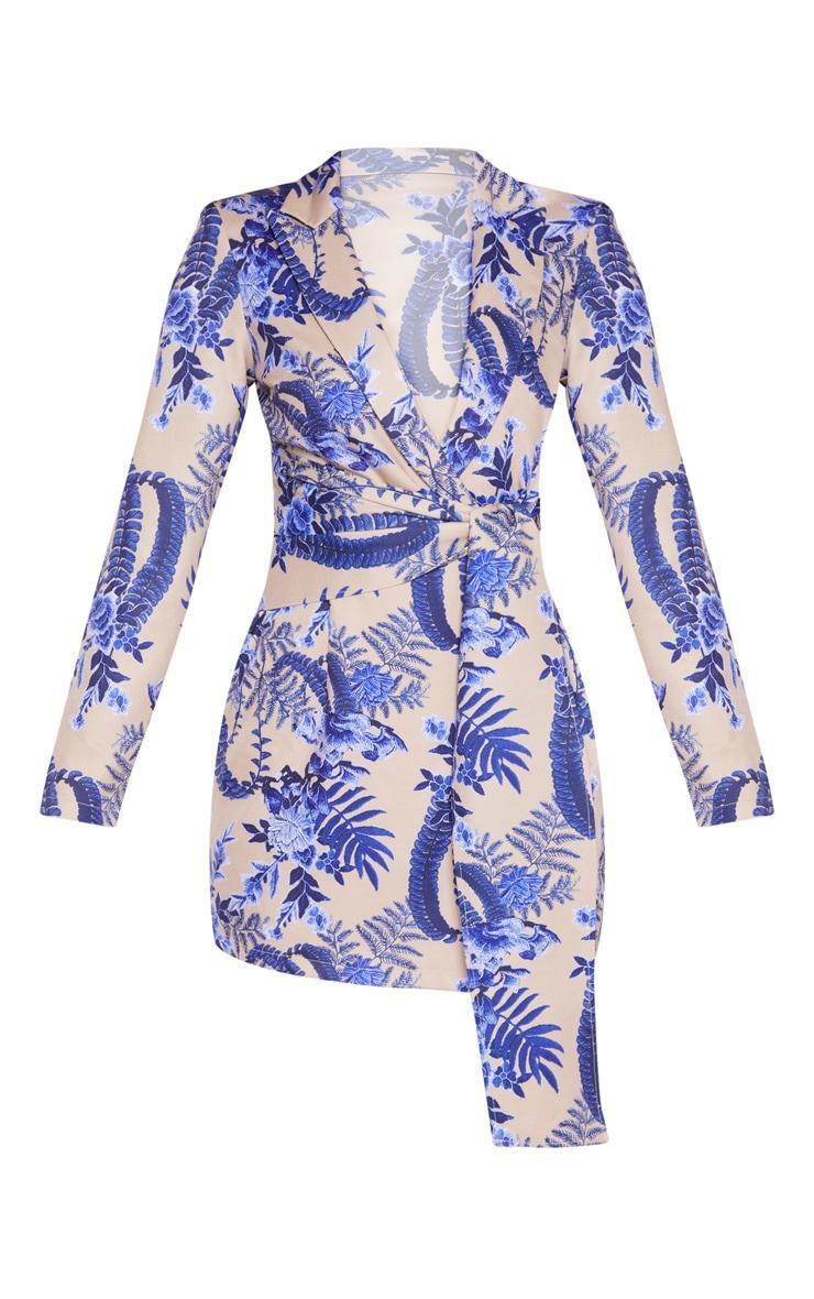 Nude Floral Wrap Detail Blazer Dress Product Image