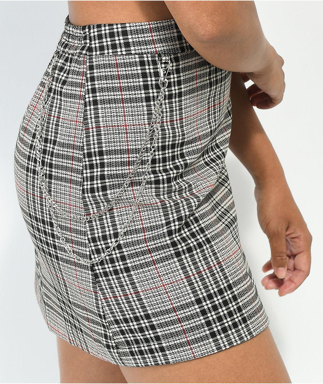 Empyre Cyndi Cream Plaid Chain Skirt Product Image