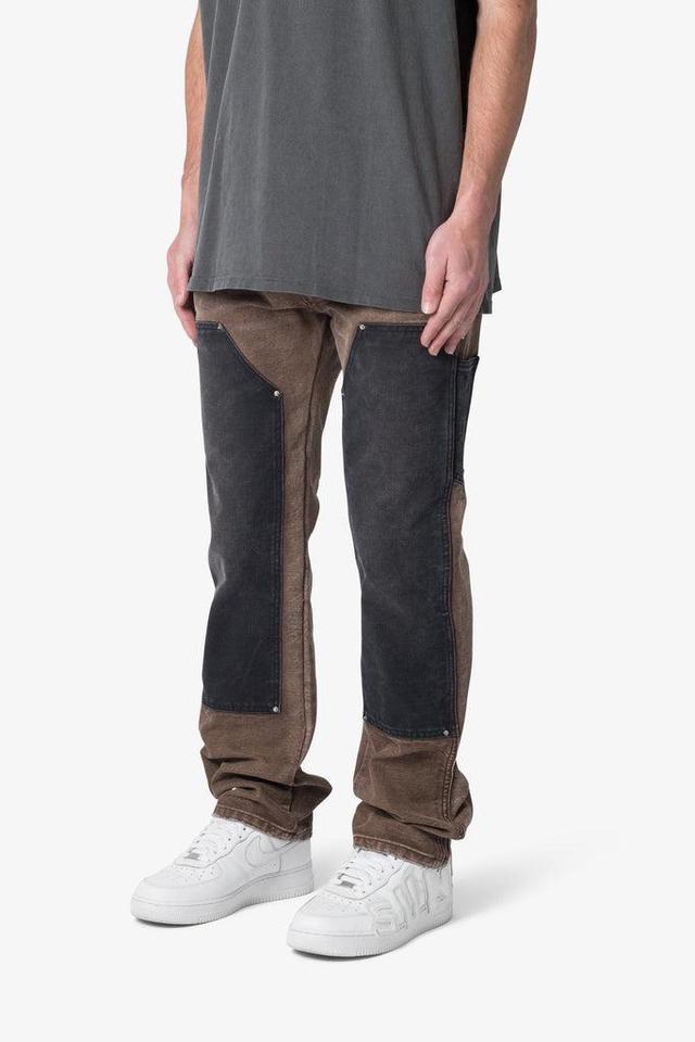 Contrast Double Knee Denim - Brown Product Image