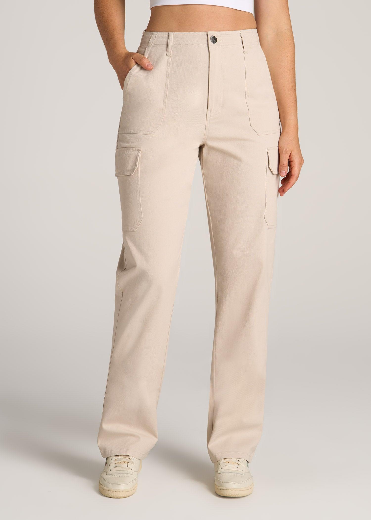 Straight Leg Cargo Chino Pants for Tall Women in Soft Beige Product Image