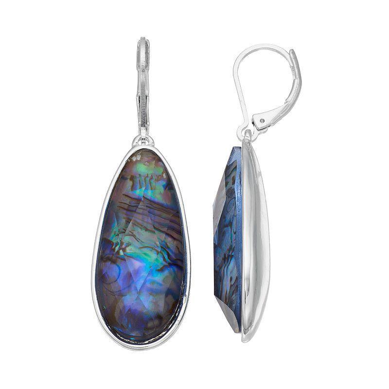 Napier Simulated Abalone Teardrop Earrings, Womens, Blue Product Image