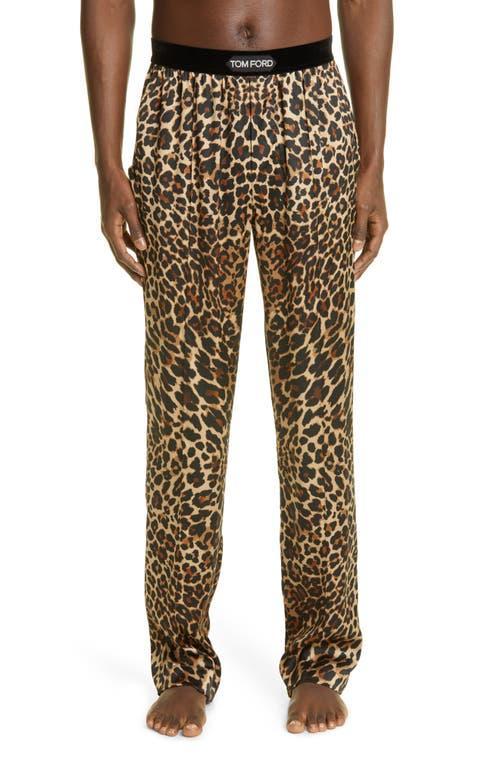 TOM FORD Mens Leopard Print Stretch Silk Pajama Pants Product Image