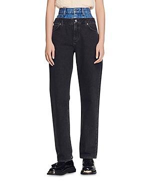 Womens Two-Tone Double-Waisted Jeans Product Image