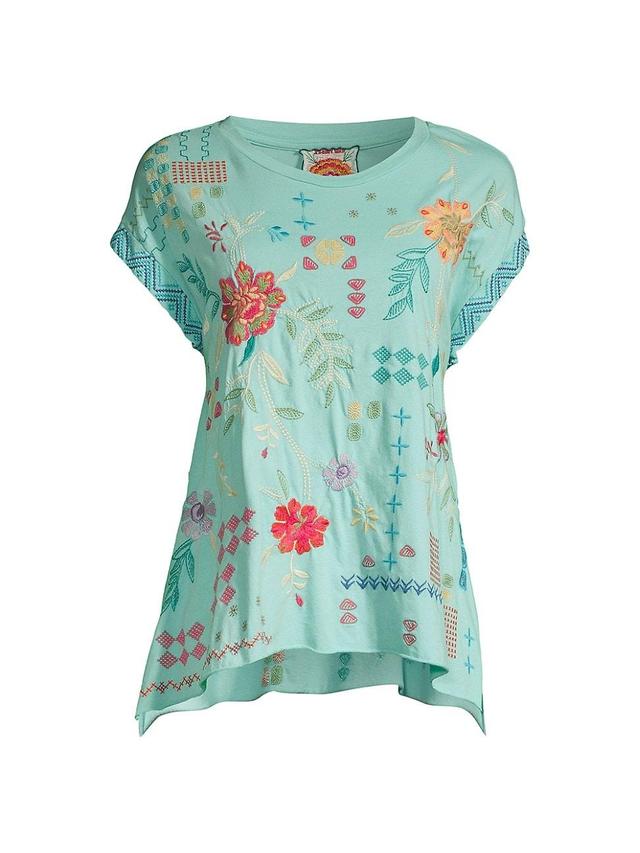 Womens Katie Floral Embroidered Cotton T-Shirt Product Image