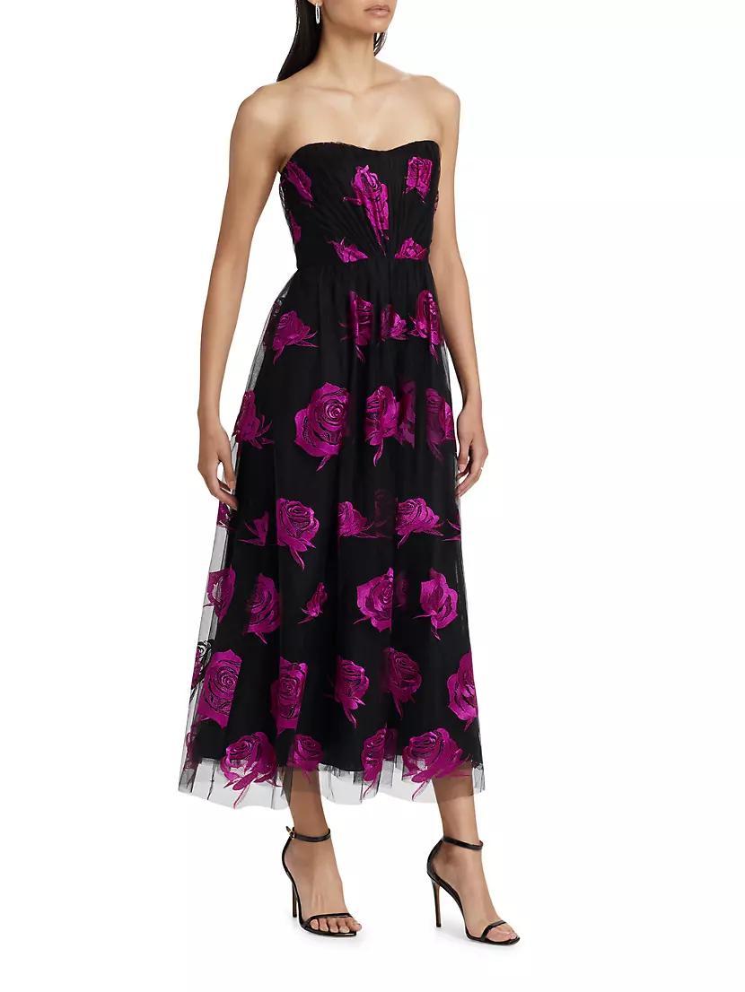 Perle Floral Tulle Strapless Maxi Dress Product Image