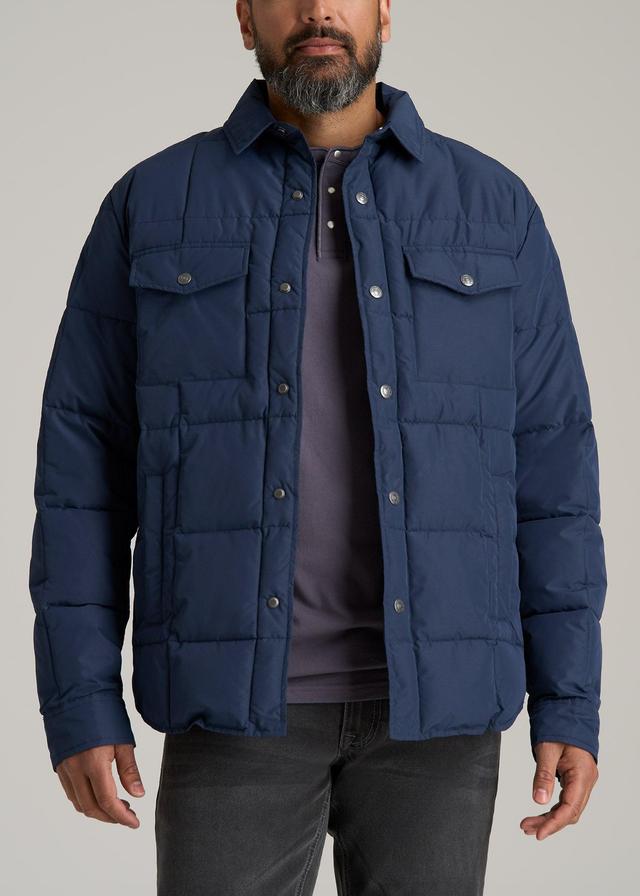 LJ&S Puffer Shirt Jacket for Tall Men in Marine Blue Male Product Image