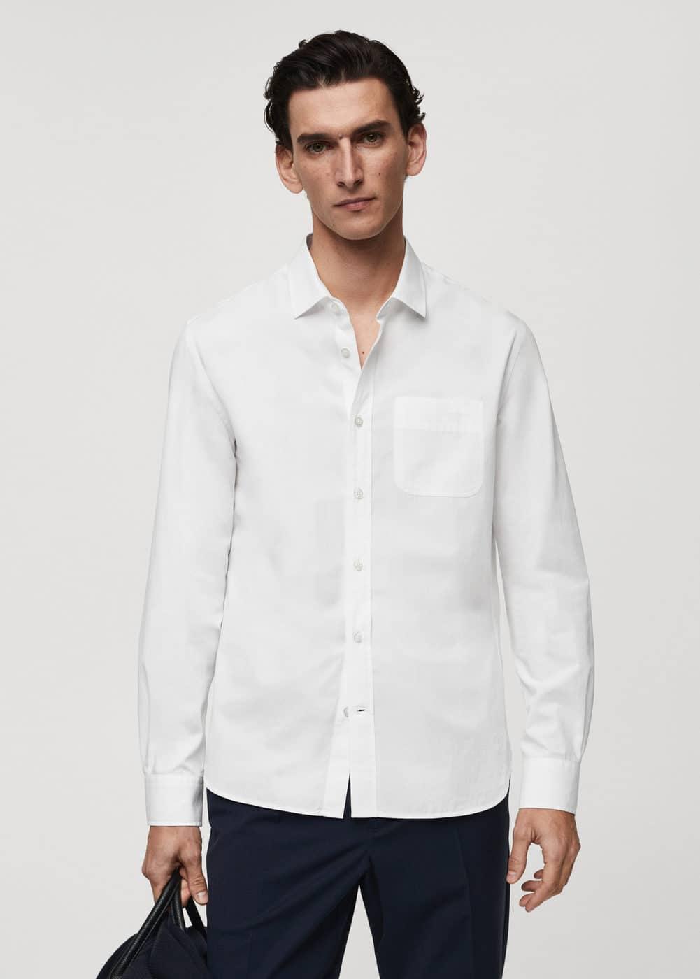 MANGO MAN - Slim fit cotton shirt whiteMen Product Image