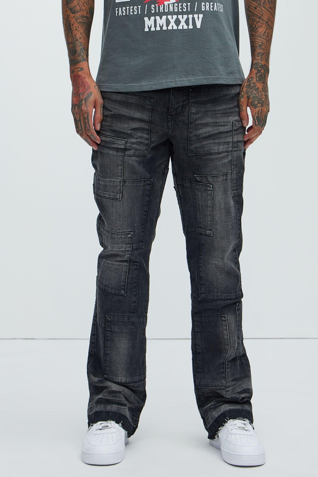 Mosley Stacked Slim Flare Jeans - Black Wash Product Image