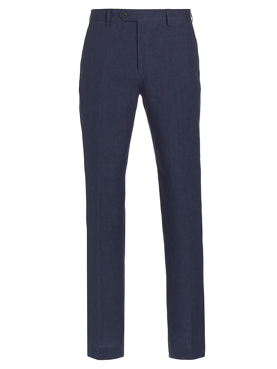 Mens COLLECTION Linen Flat-Front Trousers Product Image