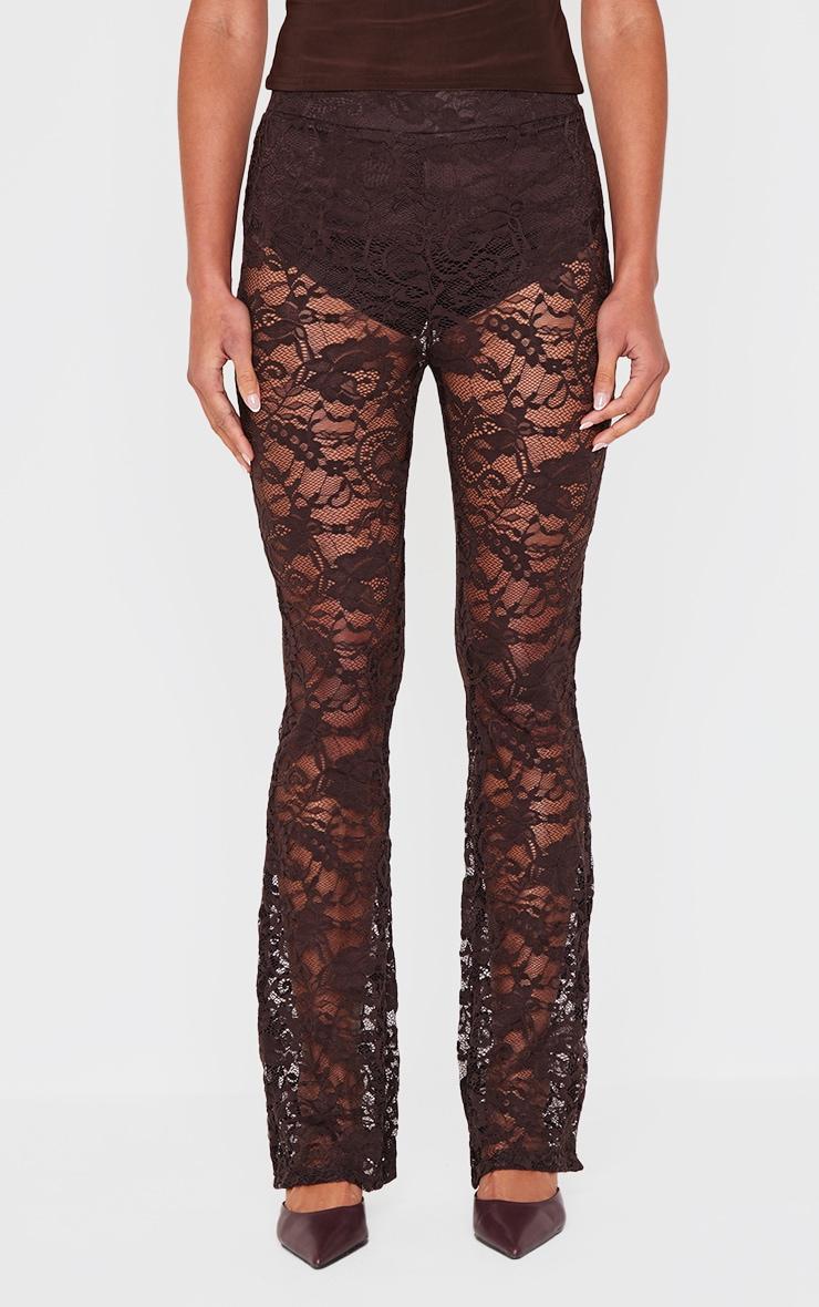  Chocolate Lined Lace Flared Pants Product Image