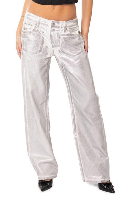 EDIKTED Jolene Metallic Straight Leg Jeans Product Image