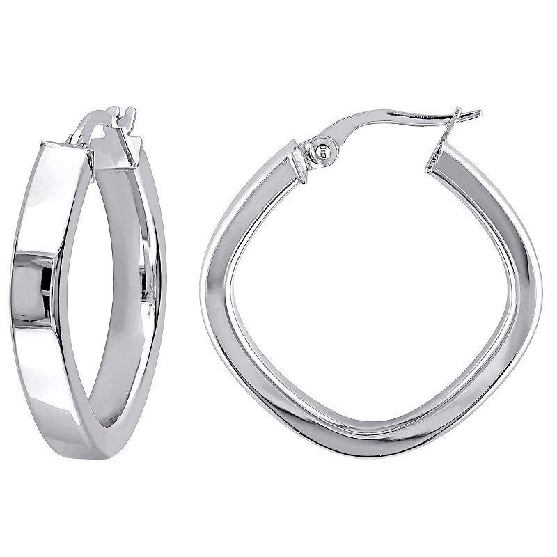 Stella Grace 10k White Gold Geometric Hoop Earrings, Womens Product Image