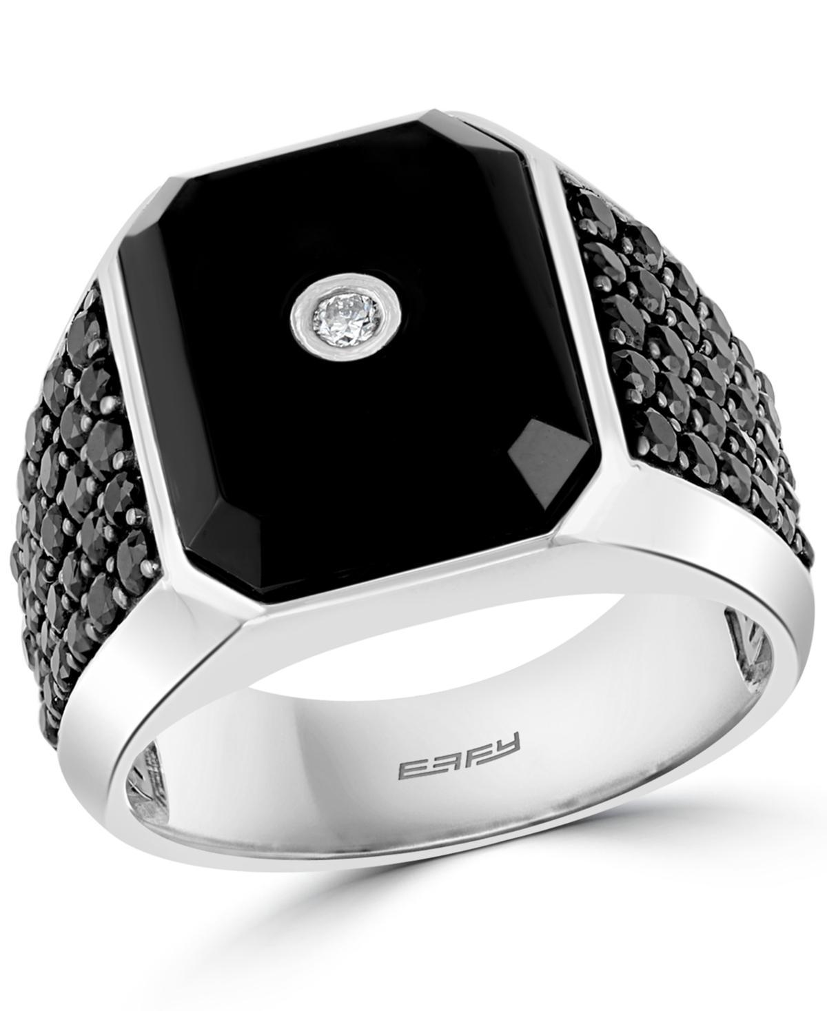 Effy Mens Onyx, Black Spinel & Diamond (1/20 ct. t.w.) Ring in Sterling Silver Product Image