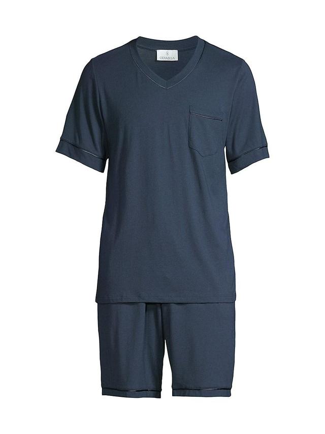 Mens 2-Piece Bella V-Neck T-Shirt & Shorts Pajama Set Product Image