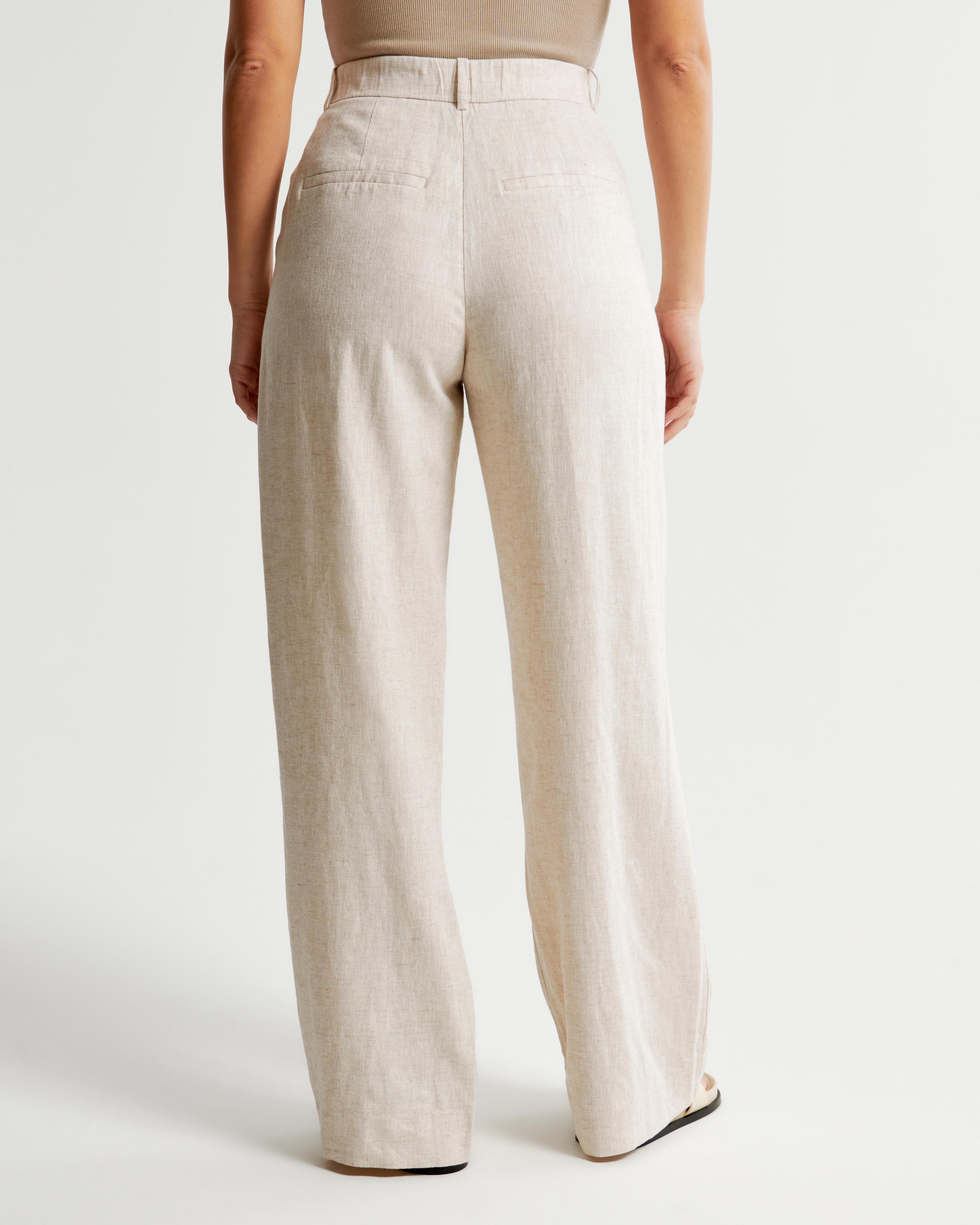 Curve Love A&F Sloane Tailored Linen-Blend Pant Product Image