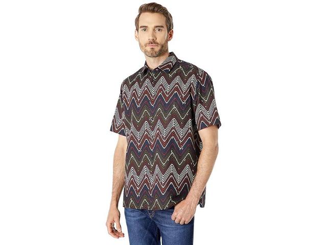 Ted Baker Justsit Short Sleeve Zigzag Print Shirt (Dark ) Men's Clothing Product Image